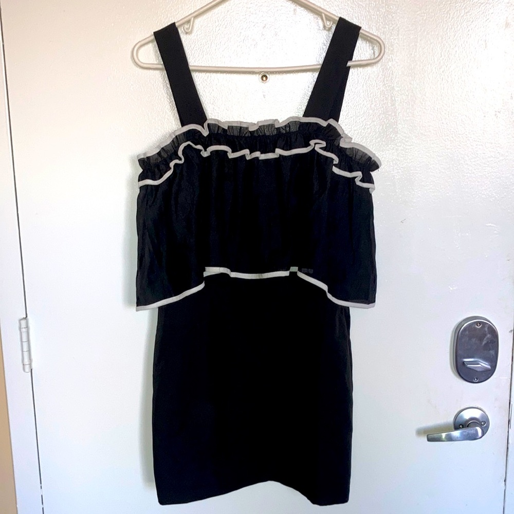 Woven Ruffled Cocktail Mini Dress - Picture 2 of 5